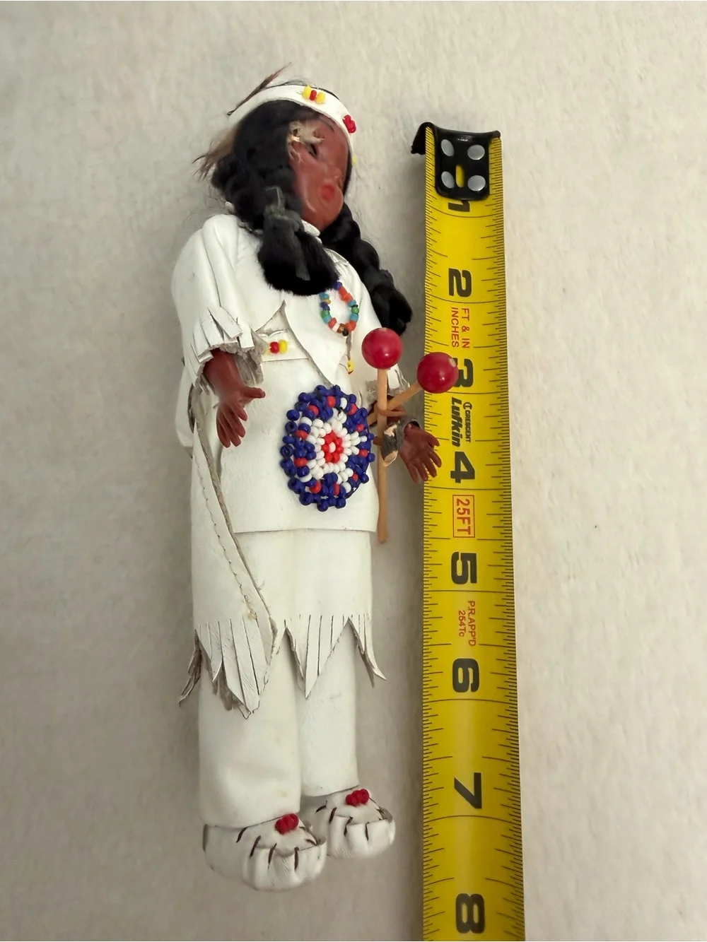Vintage Native American Inspired Doll with Beaded Trim